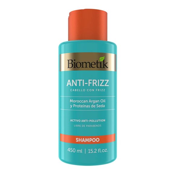 Shampoo Biometík Anti-Frizz moroccan argán oil y proteínas de seda 450 ml