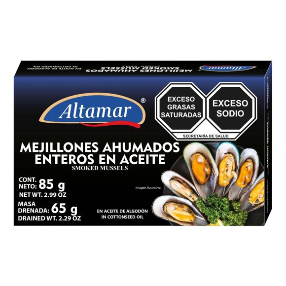 Mejillones ahumados Avilés Altamar enteros en aceite 85 g