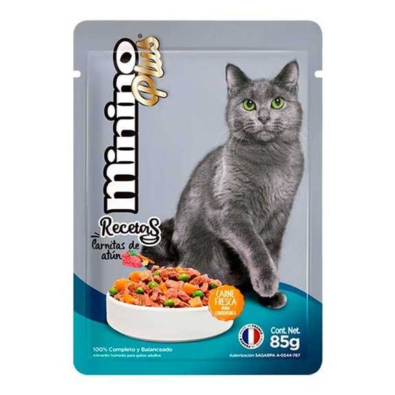 Alimento para Gato Minino Plus Recetas Carnitas de Atún 85 g