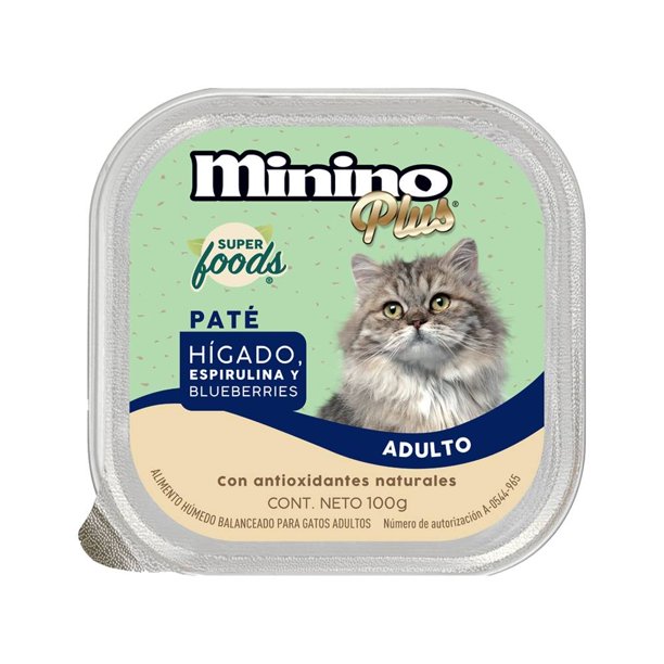 Alimento para Gatos Minino Plus Superfoods Hígado, Espirulina y Blueberries 100 g