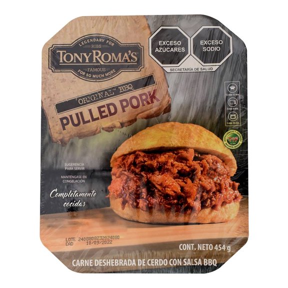 Carne de cerdo Tony Roma's congelada original bbq deshebrada 454 g