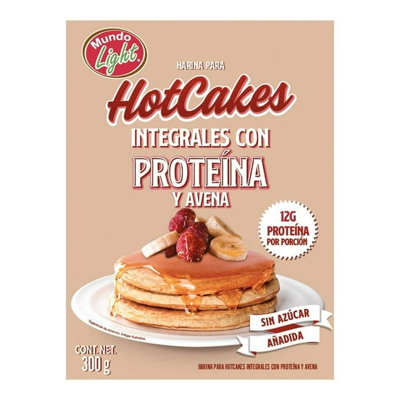 Harina para hotcakes Mundo Light integrales con proteína y avena 300 g