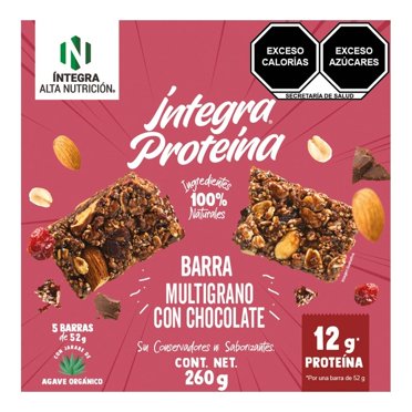 Barra multigrano I´ntegra arándano, almendra, cacahuate, sabor  chocolate 5 pzas 48 g c/u