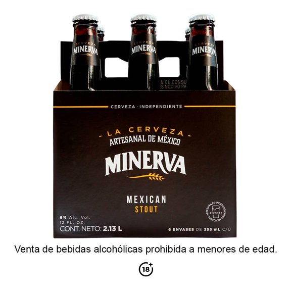 Cerveza oscura Minerva stout 6 botellas de 355 ml c/u