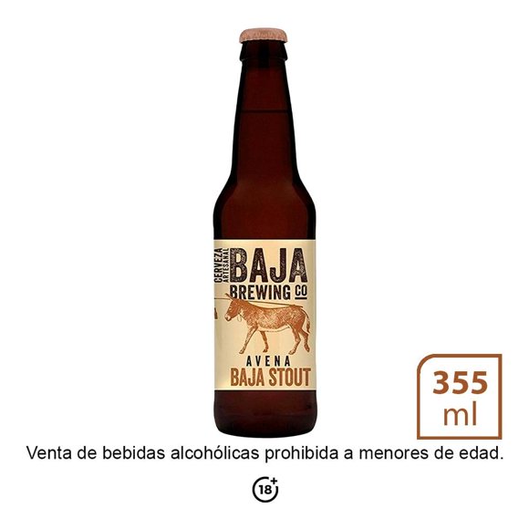 Cerveza artesanal Baja Brewing Co avena baja stout 355 ml