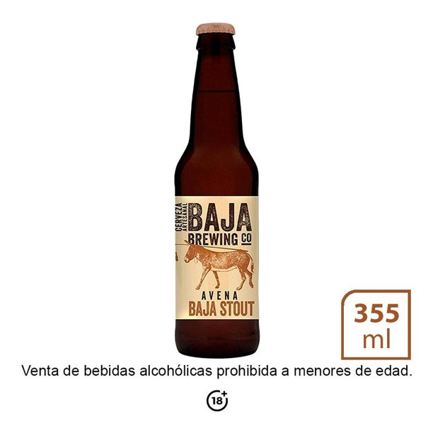 Cerveza artesanal Baja Brewing Co avena baja stout 355 ml