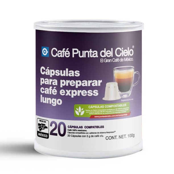 Cápsulas de café Punta del Cielo express lungo 100 g