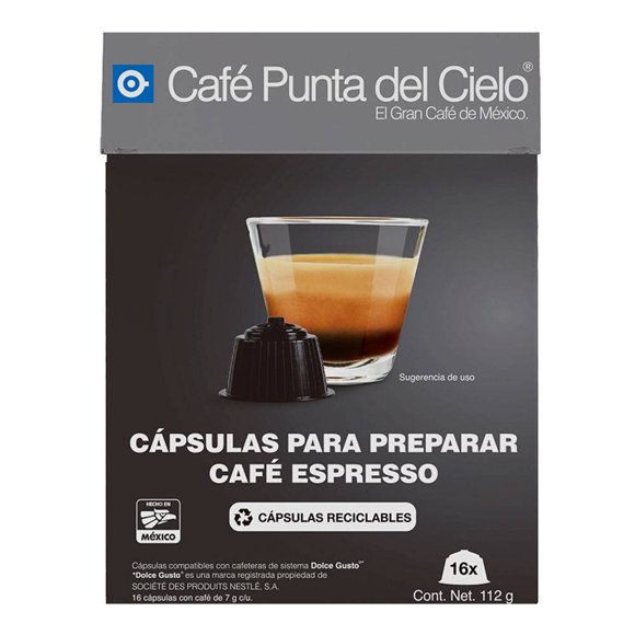 Cápsulas de café Punta del Cielo espresso 16 pzas