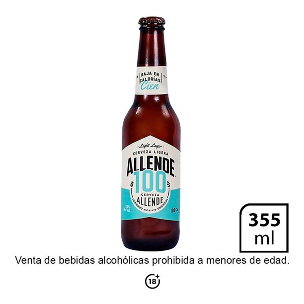 Cerveza clara Allende 100 light lager 355 ml