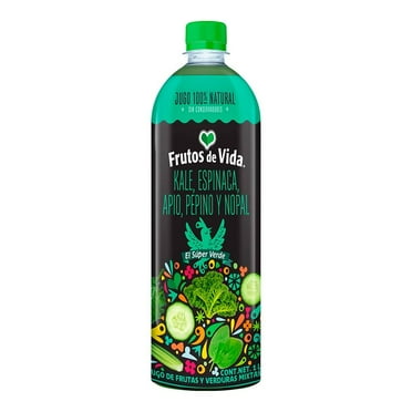 Jugo Frutos de Vida con con kale, espinaca, apio, pepino y nopal 1 l