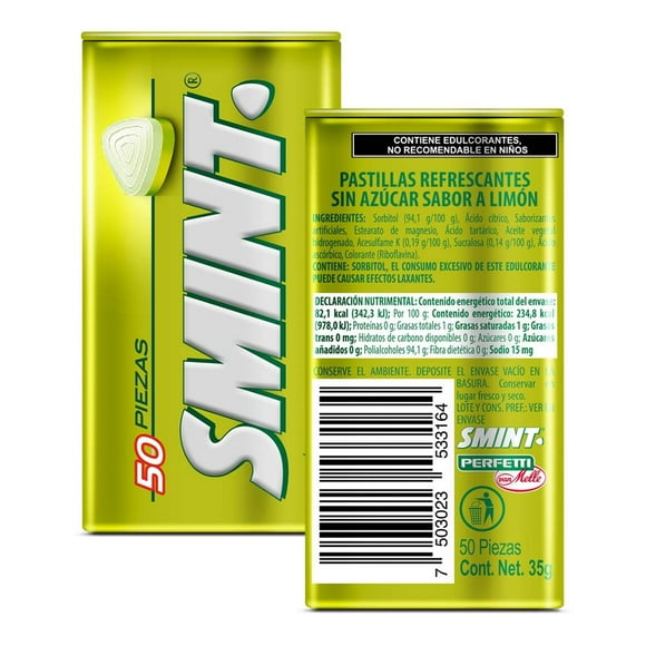 Pastillas refrescantes Smint sin azúcar sabor limón con vitamina C 35 g