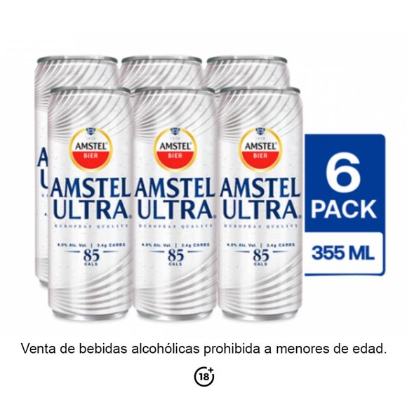 Cerveza Amstel Ultra 6 pack de 355 ml c/u