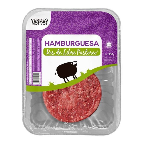 Carne para hamburguesa Verdes Motivos de res congelada de libre pastoreo 350 g