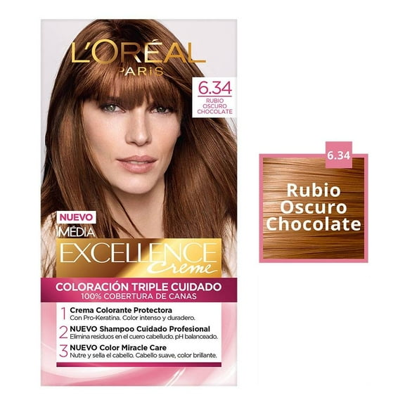 Tinte para cabello L'Oréal Imédia Excellence creme 6.34 rubio oscuro chocolate