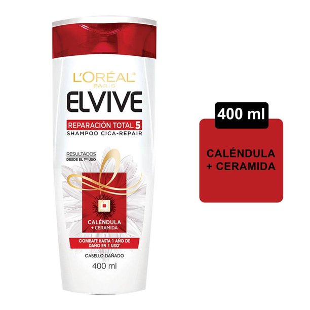 Shampoo L'Oréal Paris Elvive reparación total 5 cabello dañado 400 ml