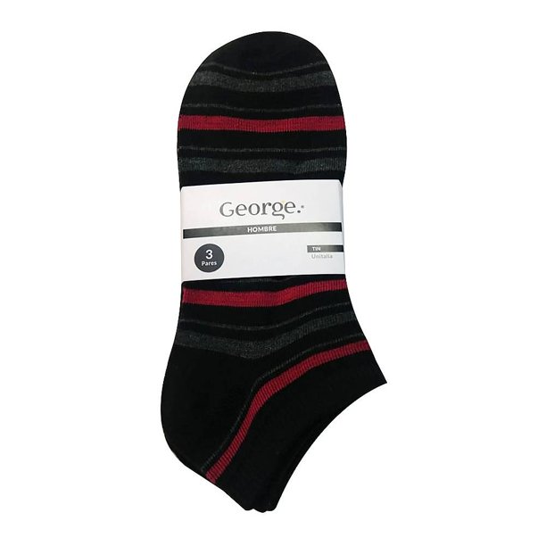 Tin George para Hombre, Puntos y Líneas Negro 3 Pares Unitalla