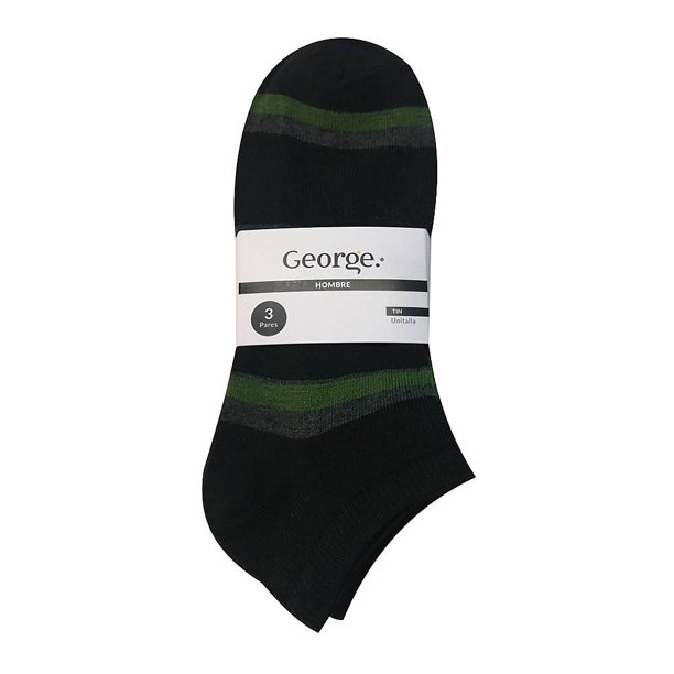 Tines George para Hombre, Líneas Negro 3 Pares Unitalla