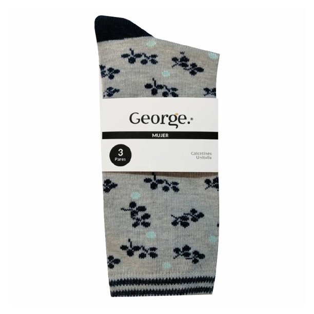 Calcetas George para Mujer, Flores 3 Pares Unitalla