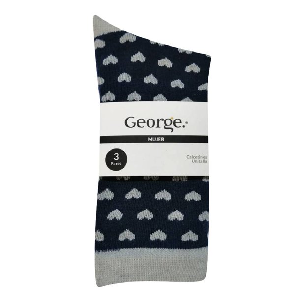 Calcetas George para Mujer, Corazones 3 Pares Beige Unitalla