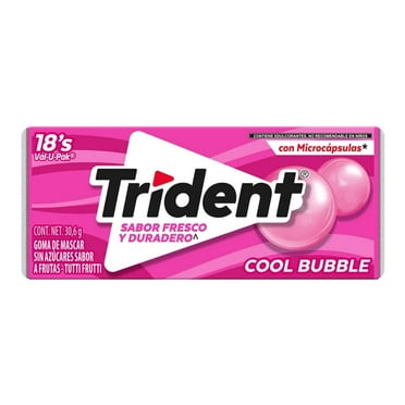 Goma de mascar Trident Cool Bubble sin azúcar sabor frutas 18 pzas