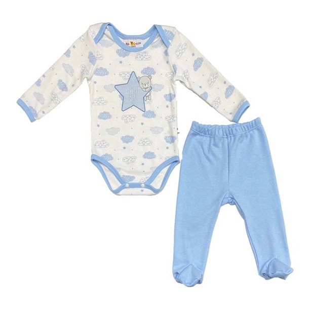 Pañalero con Pantalón Baby Circus Niño Talla 0 Meses Estrella con Nubes Azul 2 Piezas