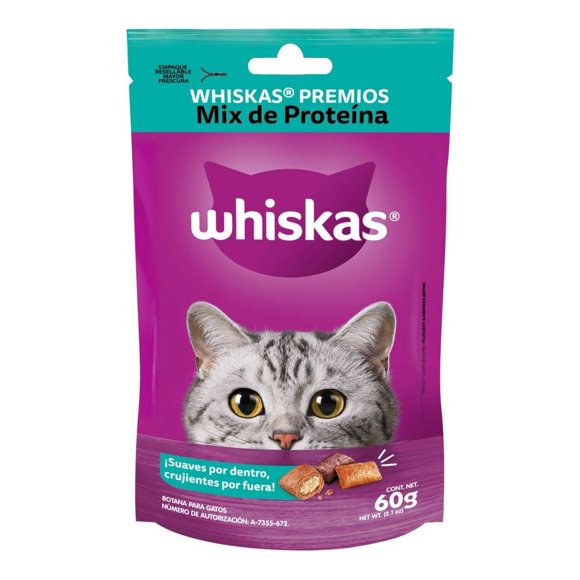 Botana para Gatos Whiskas Temptations Mix de Proteína 60 g