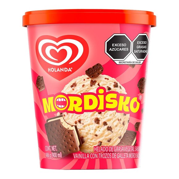 Helado Holanda Mordisko sabor vainilla con trozos de galleta 900 ml