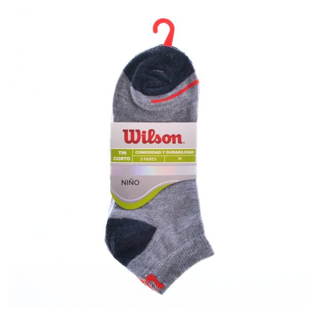 Tines Wilson para Niño, Gris Corto 3 Pares Talla M de 18 a 21.5 cm