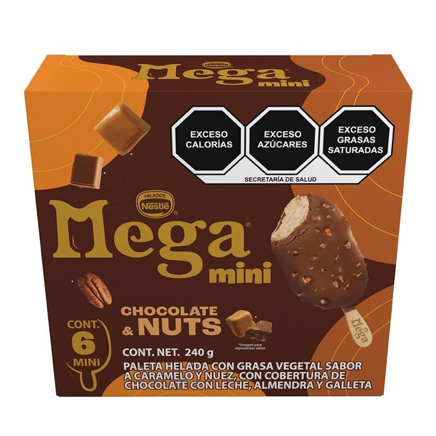 Paletas heladas Mega Mini Chocolate y Nueces 240 g