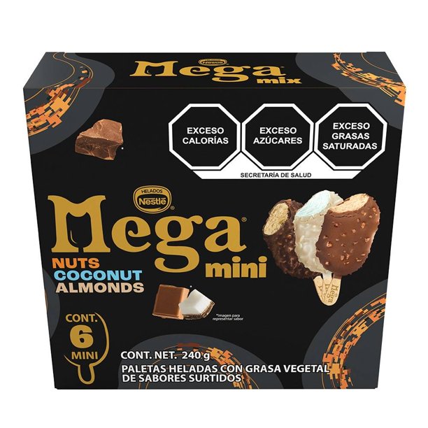 Paletas heladas Mega Mini Mix Coco, Almendras y Nueces 240 g