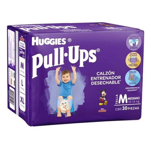 Calzón entrenador Huggies Pull Ups talla mediana niño 30 pzas