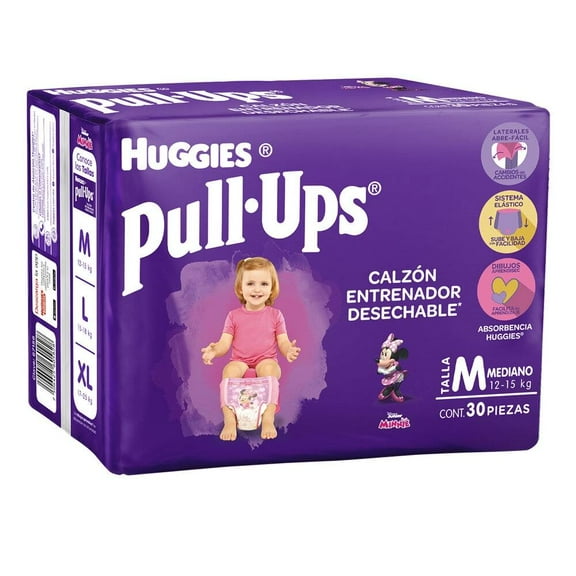 Calzón entrenador Huggies Pull-Ups talla mediana niña 30 pzas