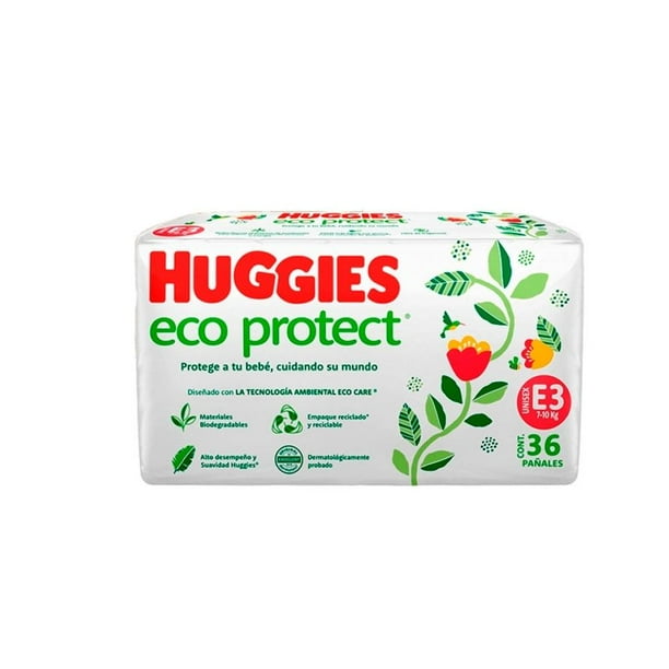 Pañales Huggies Ecoprotect etapa 3 con 36 piezas