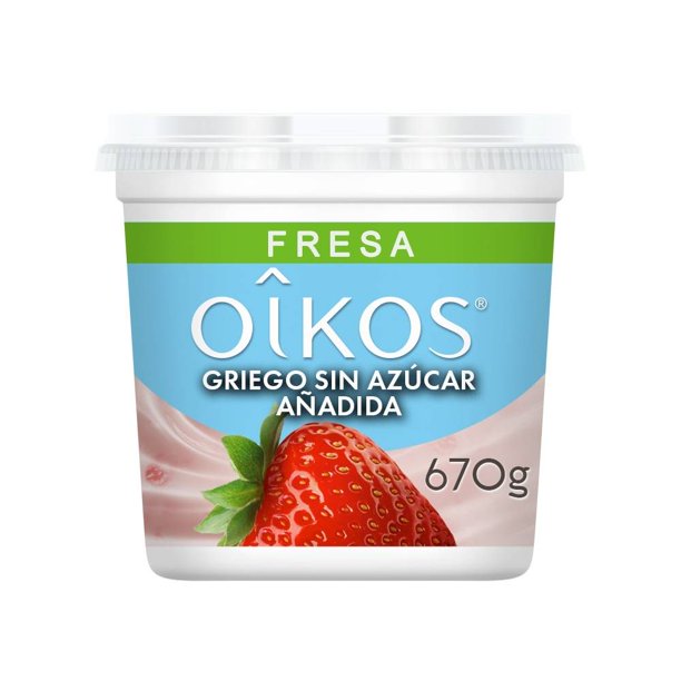 Yoghurt griego Oikos sin azúcar fresa 670 g