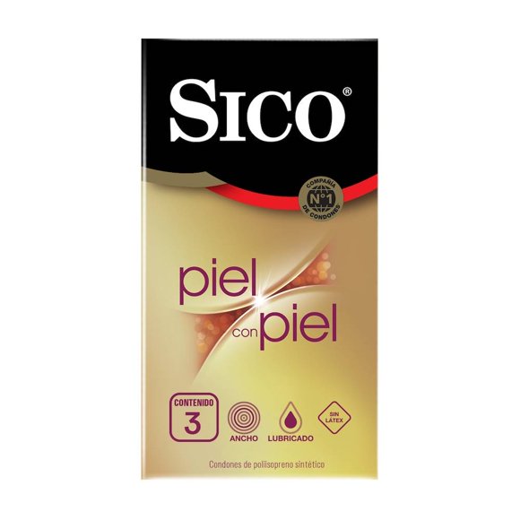 Condones Sico Piel con Piel sin látex 3 pzas