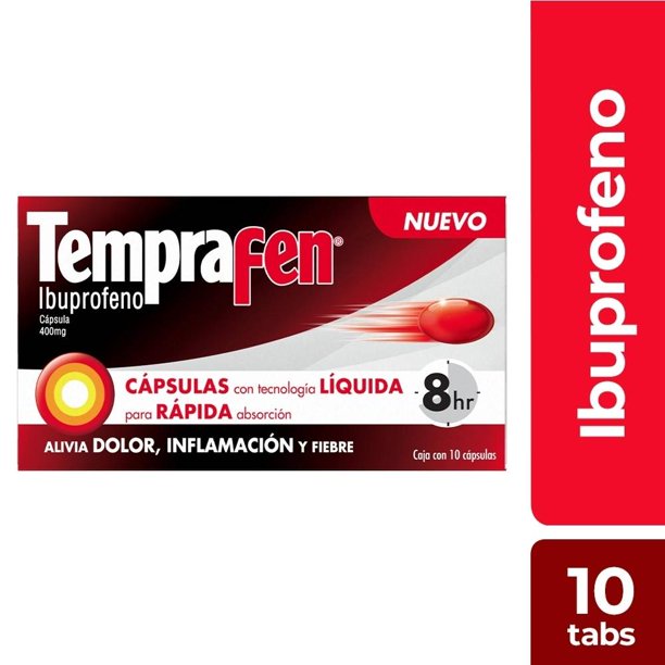 Analgésico Temprafen Ibuprofeno 400mg caja 20 cápsulas líquidas