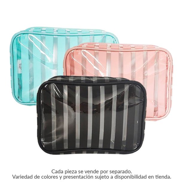 Cosmetiquera Cosmetic Lab rectangular con rayas varios colores 1 pza