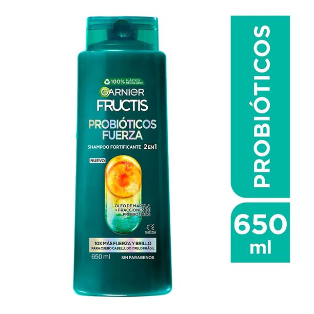 Shampoo 2 en 1 Garnier Fructis probióticos fuerza 650 ml