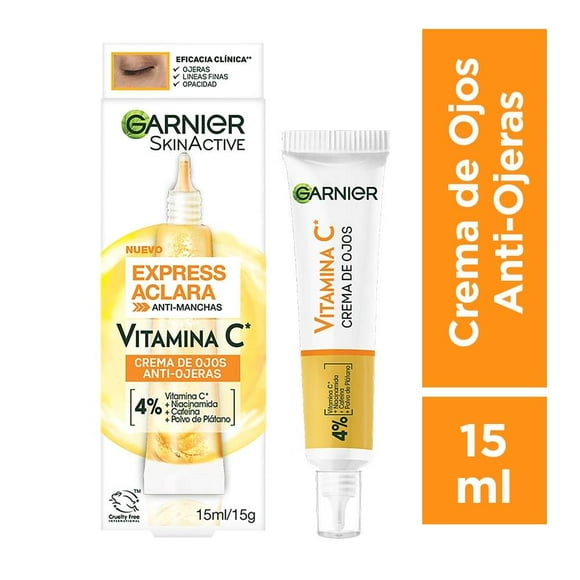 Crema para ojos Garnier Skin Active express aclara vitamina C antiojeras 15 ml