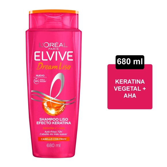 Shampoo L'Oréal Paris Dream Liso Efecto Keratina, Anti frizz 72hrs 680ml