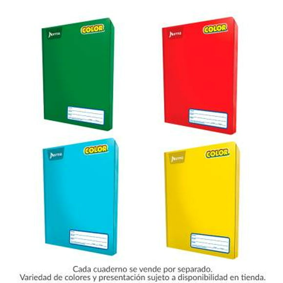 Cuaderno profesional Norma Color cosido cuadro chico 100 hojas varios colores 1 pza