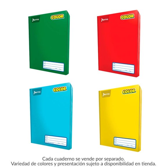 Cuaderno college Norma Color cosido cuadro chico 100 hojas varios colores 1 pza