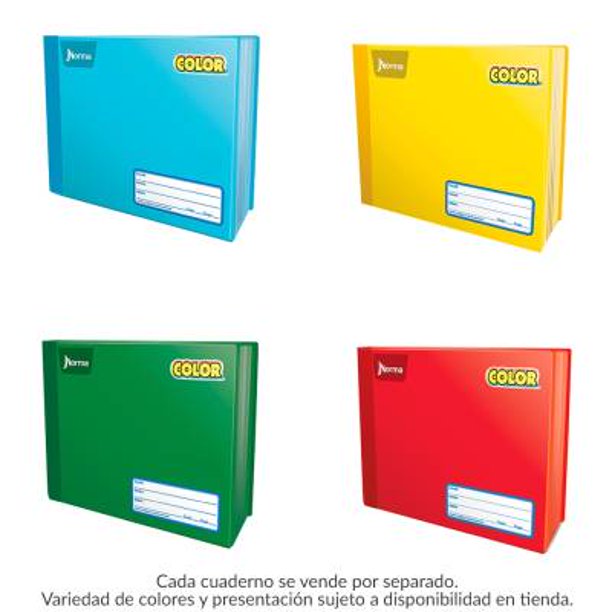 Cuaderno italiano Norma Color cosido cuadro chico 100 hojas varios colores 1 pza