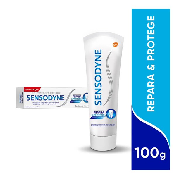 Pasta dental Sensodyne para sensibilidad repara y protege 100 g