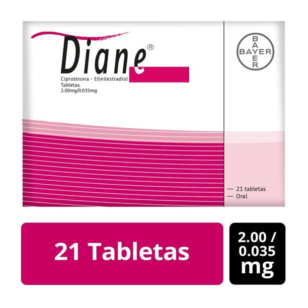 Diane Ciproterona 2.00mg, Etinilestradiol 0.035mg 21 tabletas