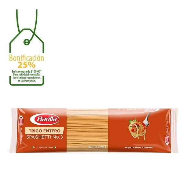 Pasta Barilla Trigo Entero spaghetti No.3 400 g