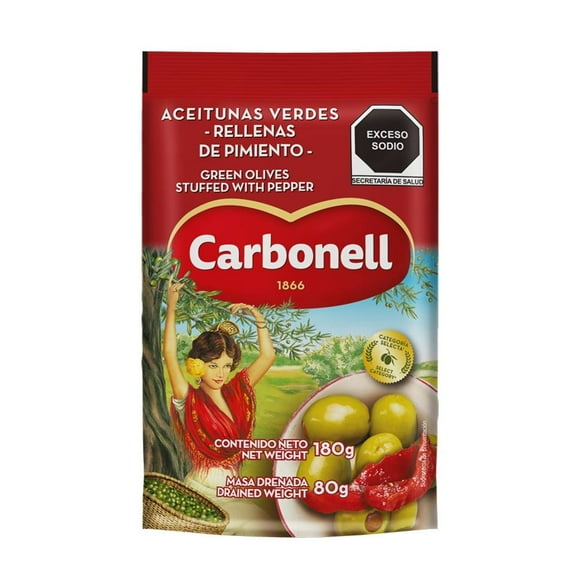 Aceitunas verdes Carbonell rellenas de pasta de pimiento 180 g