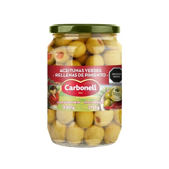 Aceitunas verdes Carbonell rellenas de pasta de pimiento 350 g