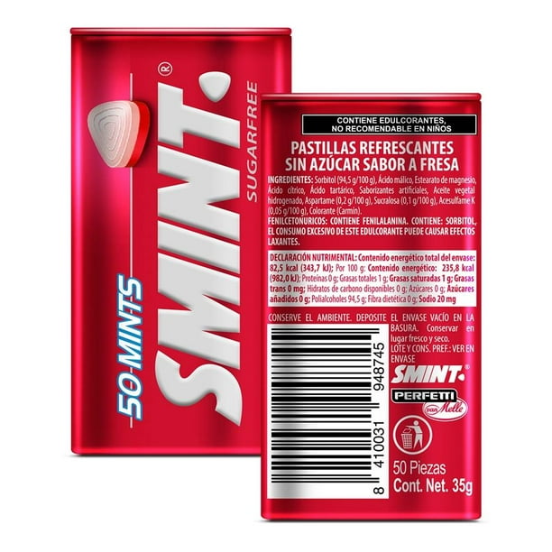 Pastillas Smint sin azúcar sabor fresa 35 g