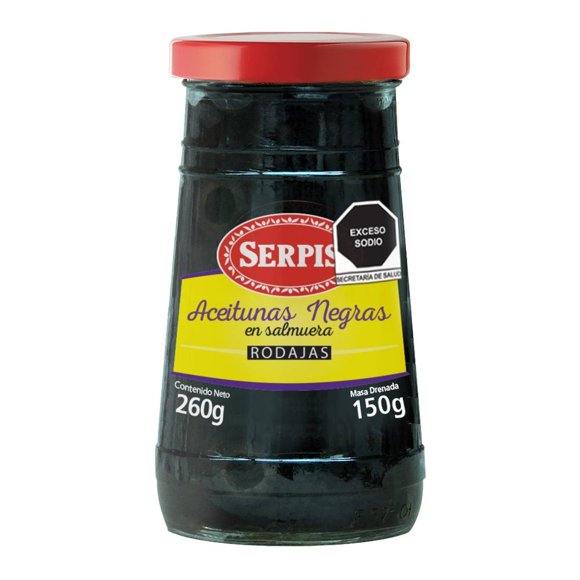 Aceitunas negras Serpis rodajas en salmuera 260 g